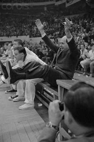 Basketball Coach Celebrating Basket